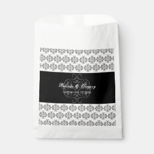 Black & White Calligraphy Vintage Damask Wedding Favour Bag