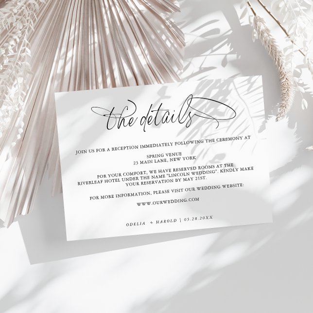 Black & White Calligraphy Wedding Details Card (Creator Uploaded)