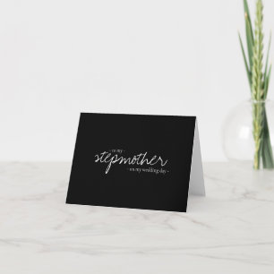 Black White Calligraphy Wedding Minimal Stepmother Card
