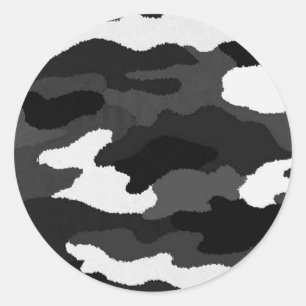 Black & White Camo Classic Round Sticker