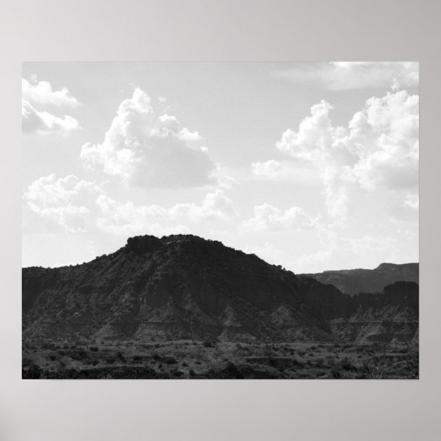 Black & White Caprock Canyon Mountain 16x20 Poster (Front)