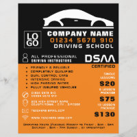 Black & White Car Logo, Driving School, Instructor