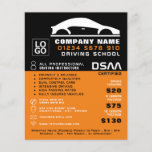 Black & White Car Logo, Driving School, Instructor Flyer<br><div class="desc">Black & White Car Logo,  Driving School,  Instructor Advertising Flyer by The Business Card Store.</div>