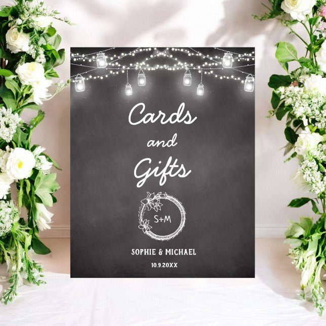 Black White Cards Gifts Wedding Sign Poster (Créateur téléchargé)