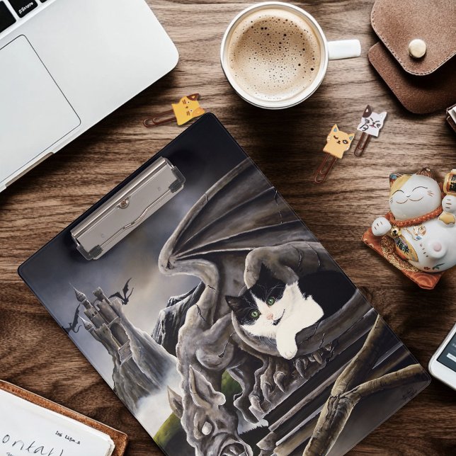 Black White Cat Gargoyle Clipboard (Creator Uploaded)