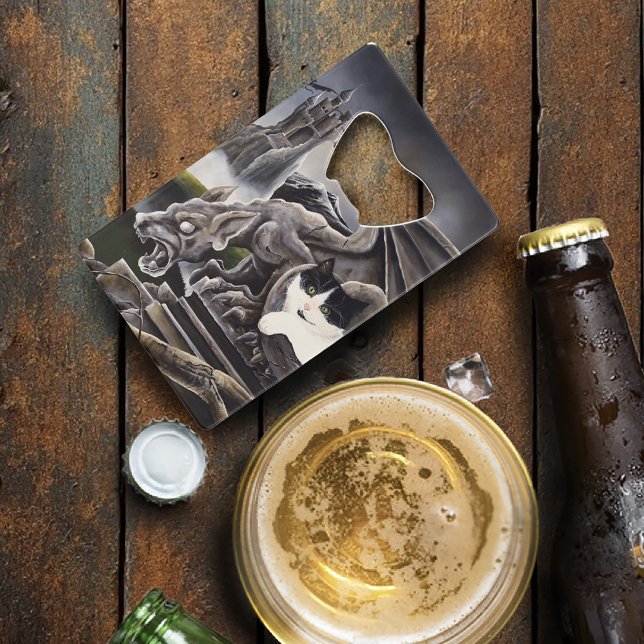 Black White Cat Gargoyle  Credit Card Bottle Opener (Creator Uploaded)