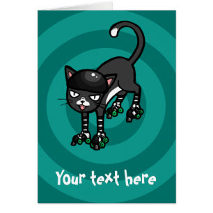 Black white cat Rollerskates customisable template