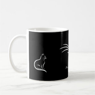 Black White Cat Simple Minimalist Personalize Coffee Mug