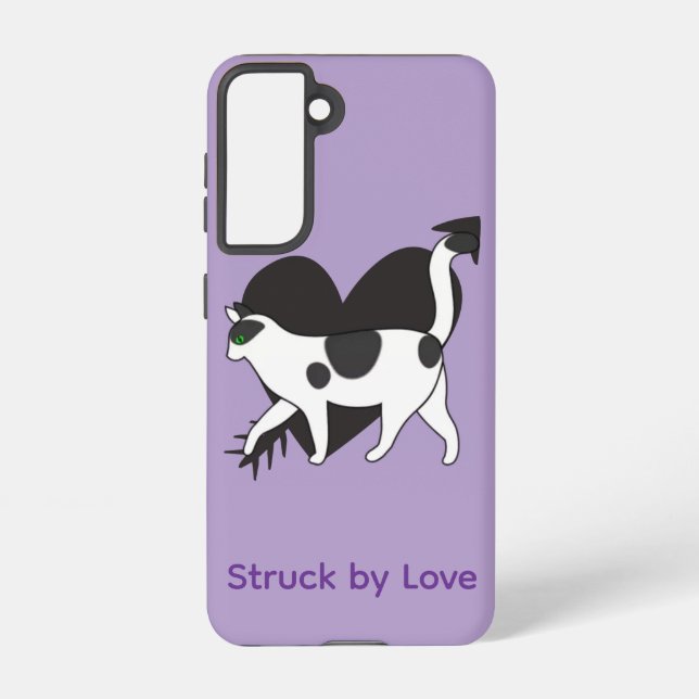 Black & White Cat “Struck by Love” Galaxy Case (Back)