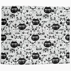 Black white cats faces pattern binder