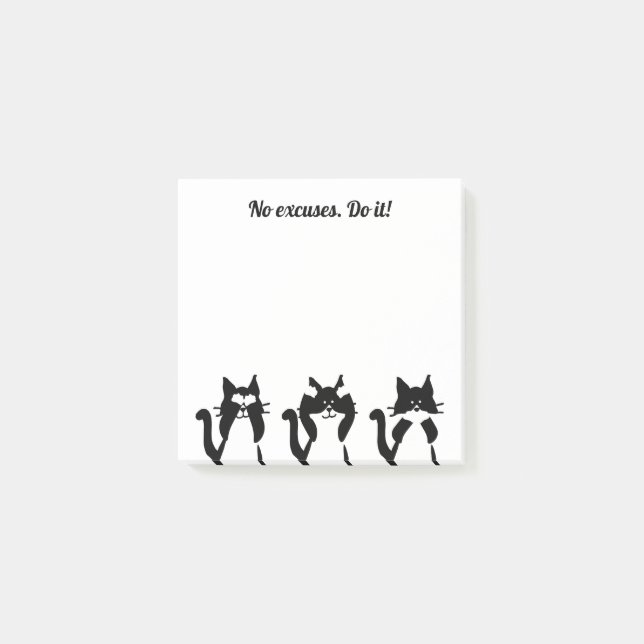 Black White Cats | Three Wise Kitties Post-it Notes (Front)