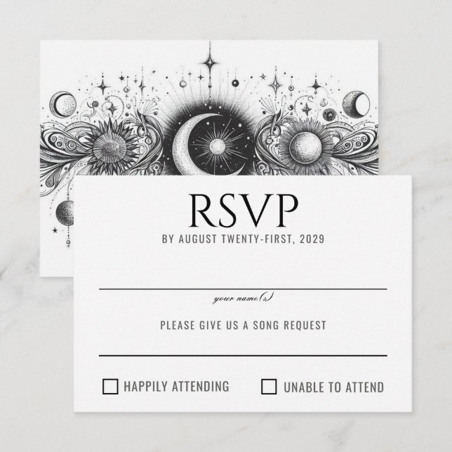 Black & White Celestial RSVP Card (Front/Back)