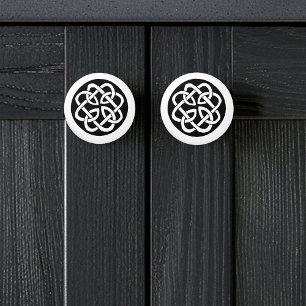 Black White Celtic Knotwork Circle Symbol Ceramic Knob