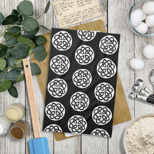 Black White Celtic Knotwork Circle Symbol Kitchen Towel