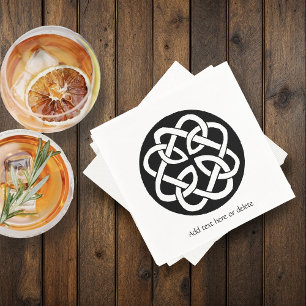 Black White Celtic Knotwork Circle Symbol Napkin