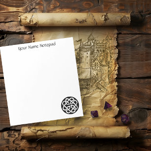 Black White Celtic Knotwork Circle Symbol Notepad