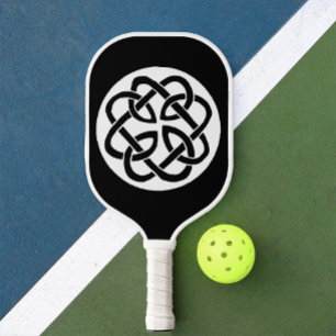 Black White Celtic Knotwork Circle Symbol Pickleball Paddle
