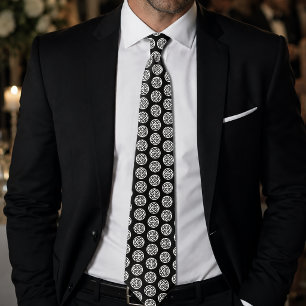 Black White Celtic Knotwork Circle Symbol Tie