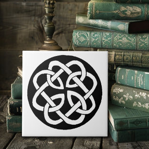 Black White Celtic Knotwork Circle Symbol Tile