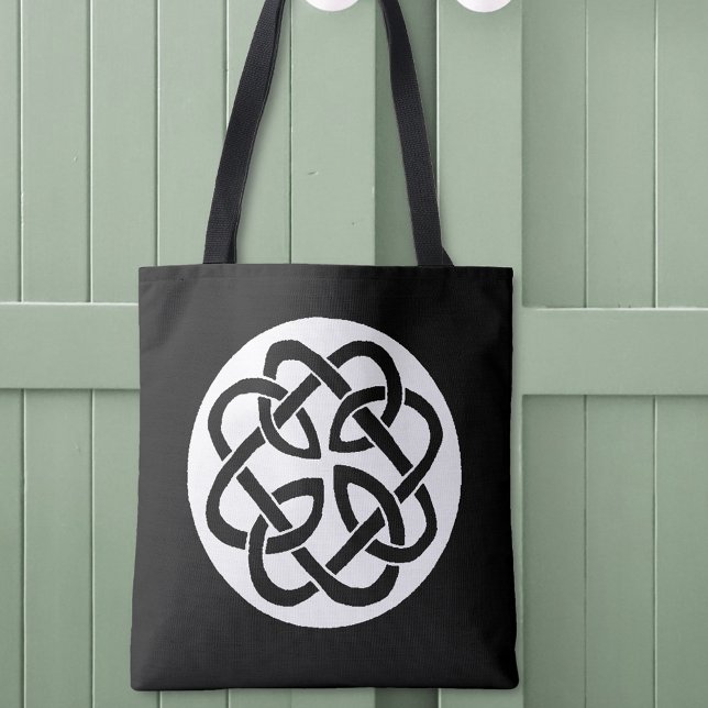Black White Celtic Knotwork Circle Symbol Tote Bag (Creator Uploaded)
