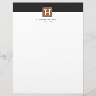 Black   White Centre Split Bold Monogram Letterhead