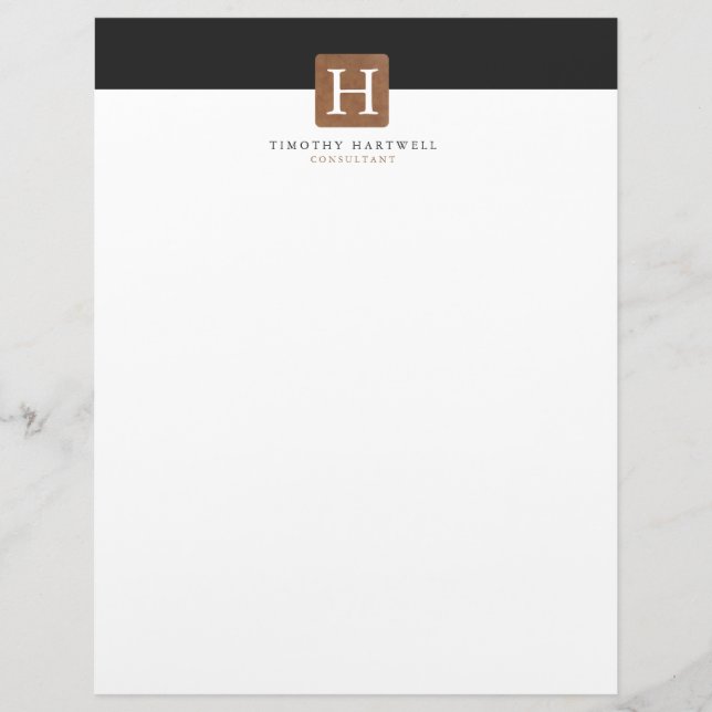 Black | White Centre Split Bold Monogram Letterhead (Front)