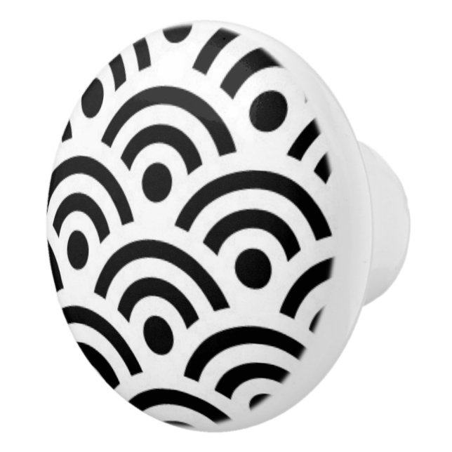 Black & White Ceramic Cabinet Knob (Right)