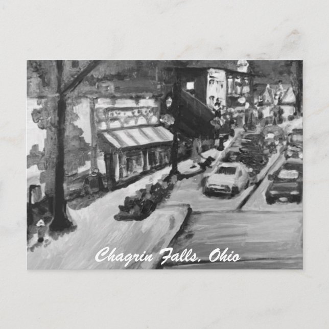 Black & White Chagrin Falls Ohio Painting Postcard (Front)