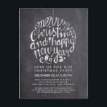 Black White Chalkboard Holly Merry Christmas Party Postcard<br><div class="desc">Elegant Black and White Chalkboard Merry Christmas and Happy New Year Typography.
Holly Merry Christmas Party Postard Templates.</div>