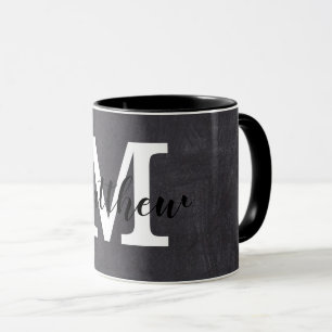 Black & White Chalkboard Monogram Name Custom  Mug
