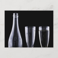 Black White Champagne Bottle Flute Glasses Festive