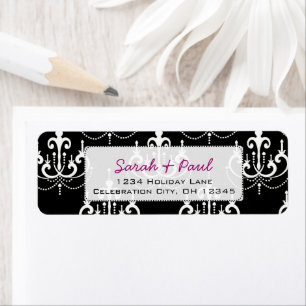 Black & White Chandeilers Return Address Label