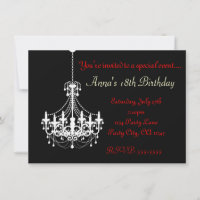 Black & White Chandelier Elegant Party Invitation