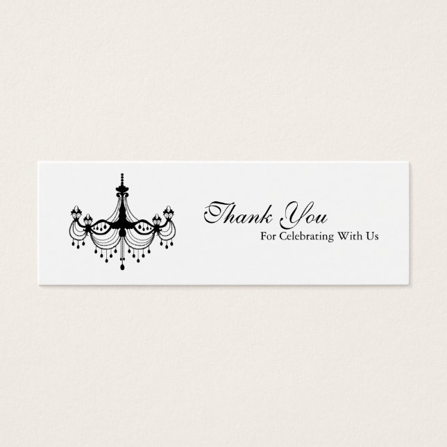 Black & White Chandelier Favour Tag (Front)