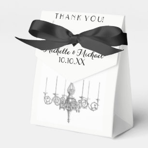 Black White Chandelier Names Date Wedding Favour Favor Box