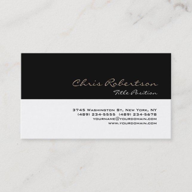 Black White Charming Script Business Card (Front)