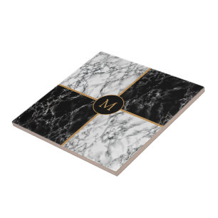 Black & White Check Marble - Customizable - Luxury Tile