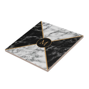 Black & White Check Marble - Customizable - Modern Tile