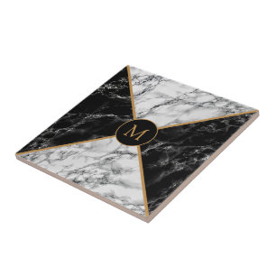 Black & White Check Marble - Customizable - Unique Tile
