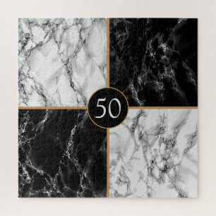 Black White Check Marble Puzzle - Your Age / Lette