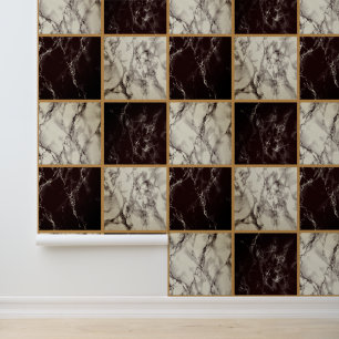 Black White Check Marble Wallpaper