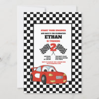 Black White Check Red Race Car 2nd Birthday Party