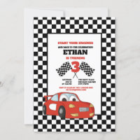 Black White Check Red Race Car 3rd Birthday Party