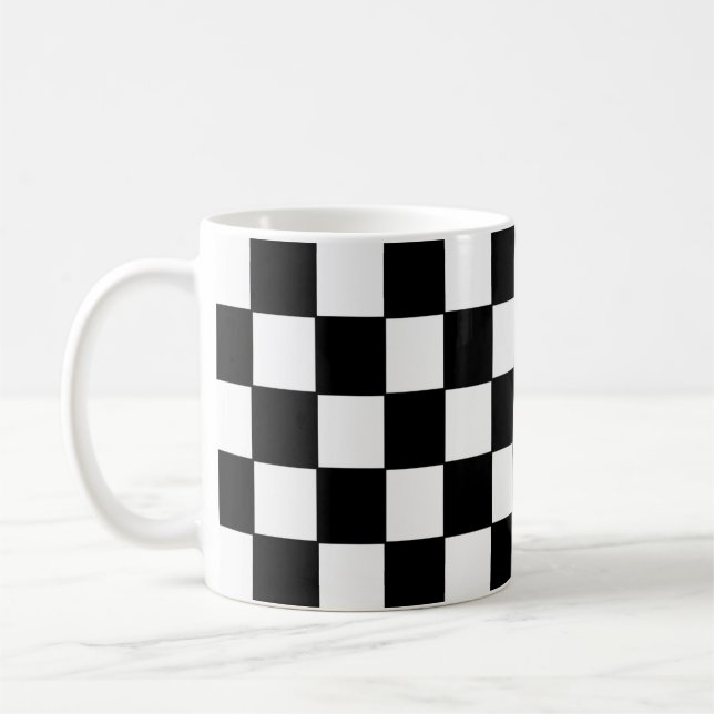 Black white checked coffee mug (Left)