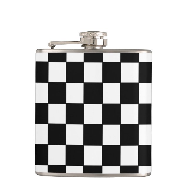 Black White Checked - Flask (Front)