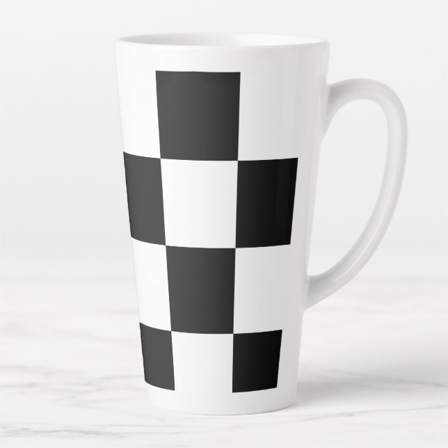 Black & White Checker Latte Mug (Right)