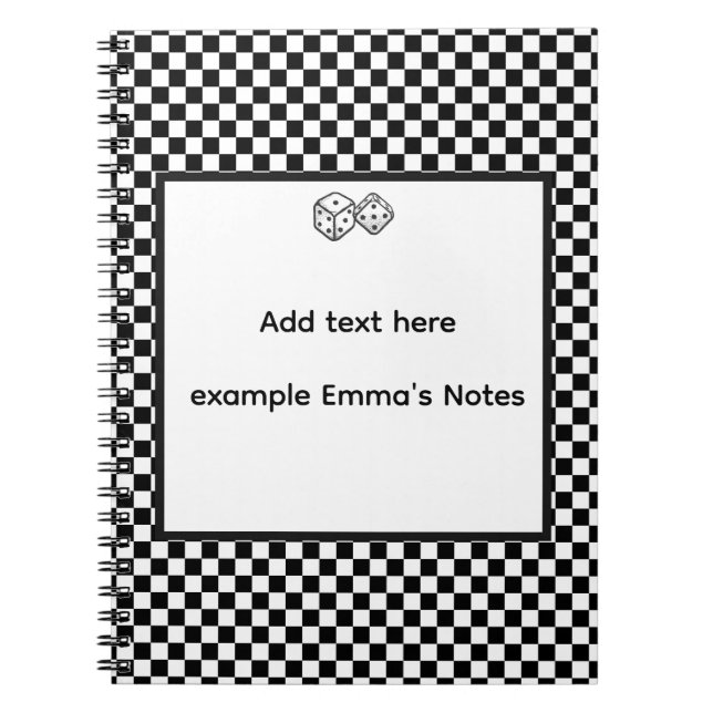 Black & White Checkerboard Notepad | Editable Pers Notebook (Front)