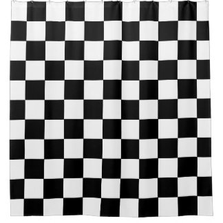 Black White Checkered Shower Curtain