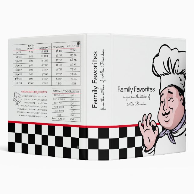 Black White Checks Chef Recipe Binder (Background)