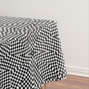 Black white checks squares diamond modern pattern  tablecloth